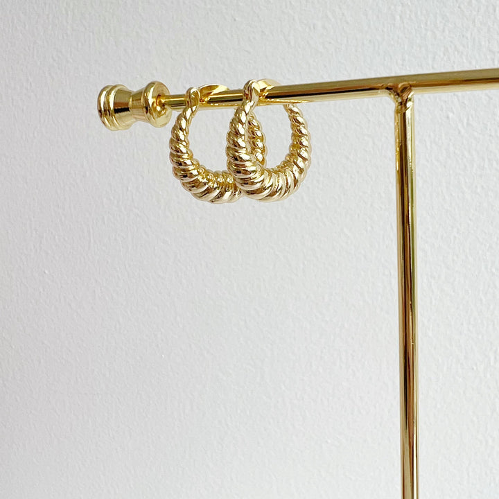 Endless Weekend Croissant Twist Hoops Earrings Gold Filled