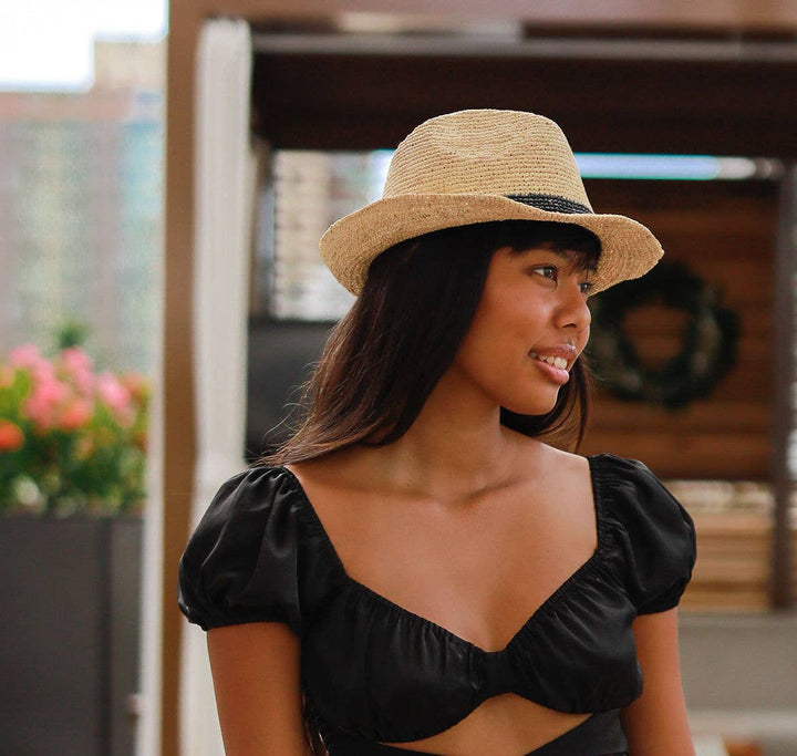 Crochet Fedora - Unisex Straw Hat