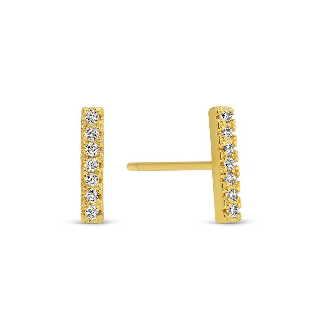 Pave Bar Studs On Velvet Gift Tag