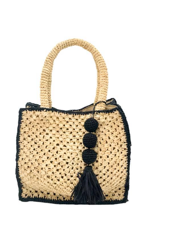 Kimba Crochet Handbag with Sphere Tassel Charm Embellishment