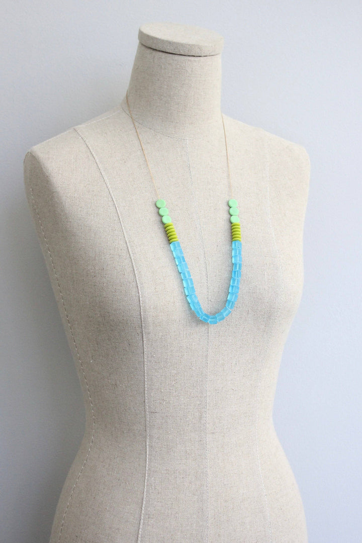 KYL228 glass geometric necklace