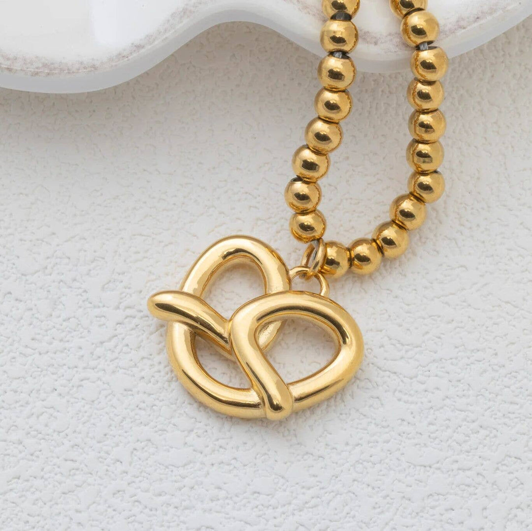 18K Gold PVD Stainless Steel Pretzel Charm