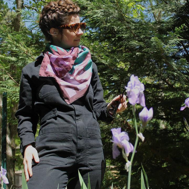 Wild Thistle Purple & Green Scarf | Silk Scarf | Bandana