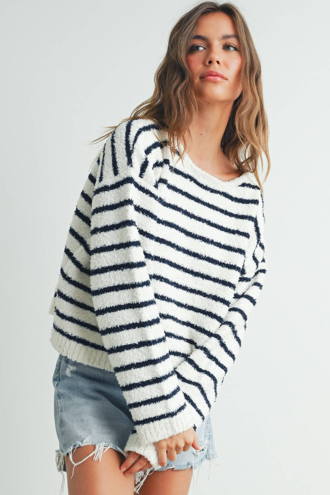 Basic Striped Knit Sweater - BMW7451