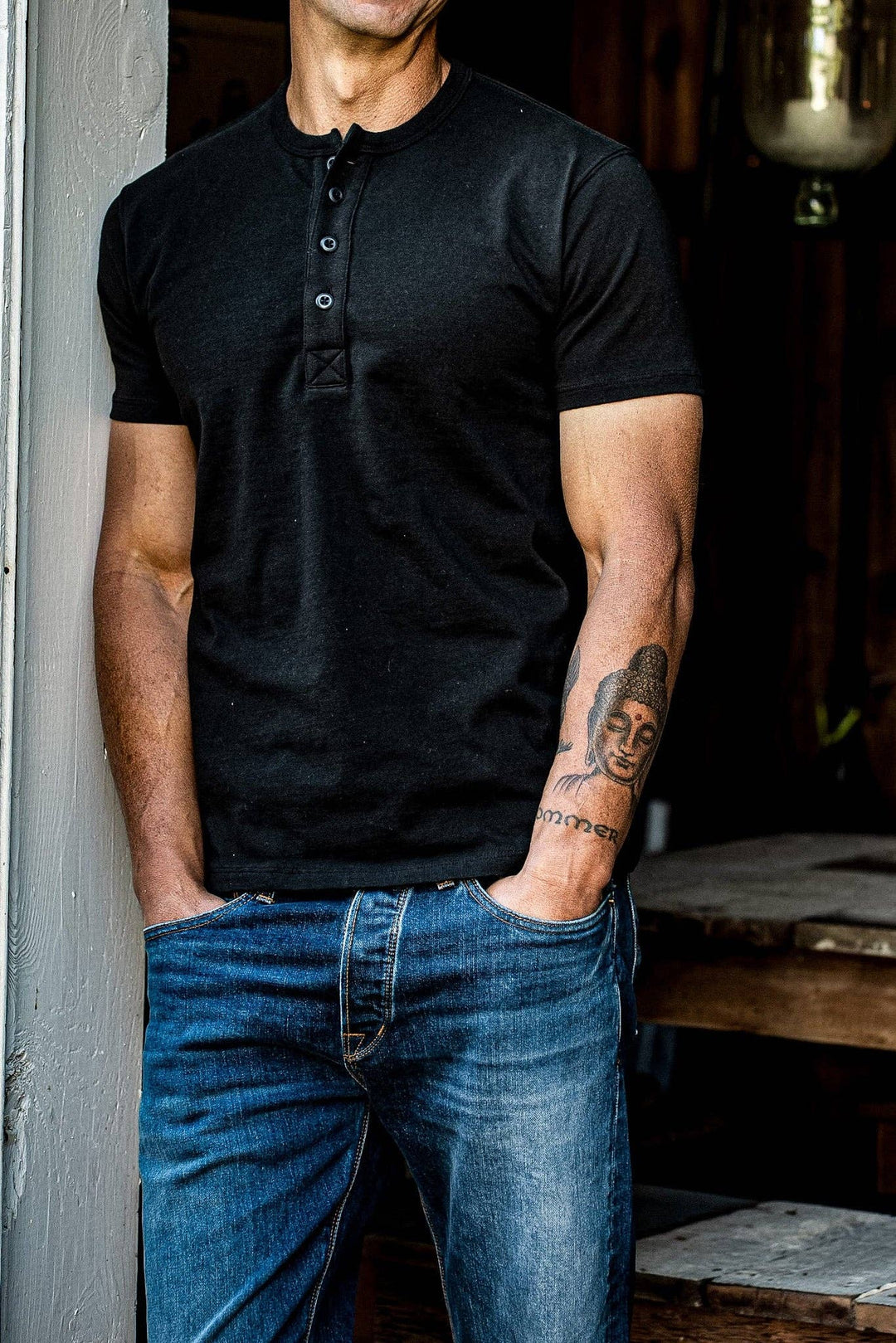 Men | Bolinas Henley | Heavyweight 8oz 100% Cotton - Basalt