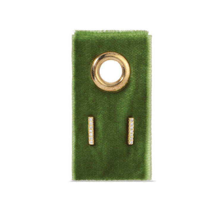 Pave Bar Studs On Velvet Gift Tag
