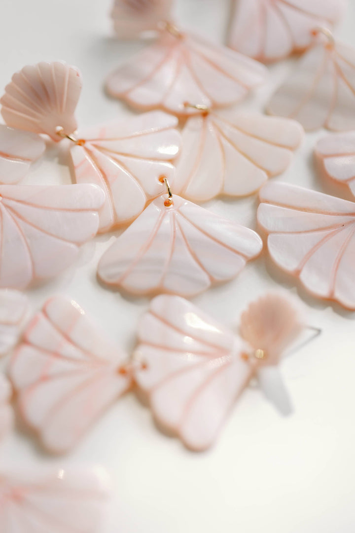 Pink Mermaid Shell Drop Earrings