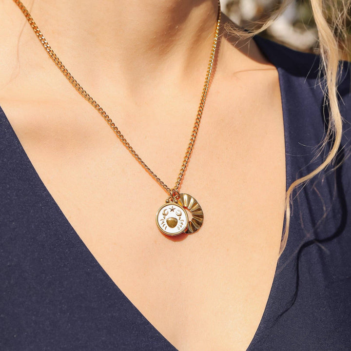 18K Gold PVD Stainless Steel Epoxy Filled Zodiac Pendants