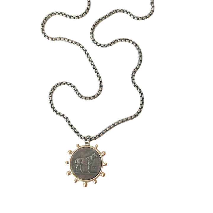 Derby - hand casted horse coin necklace