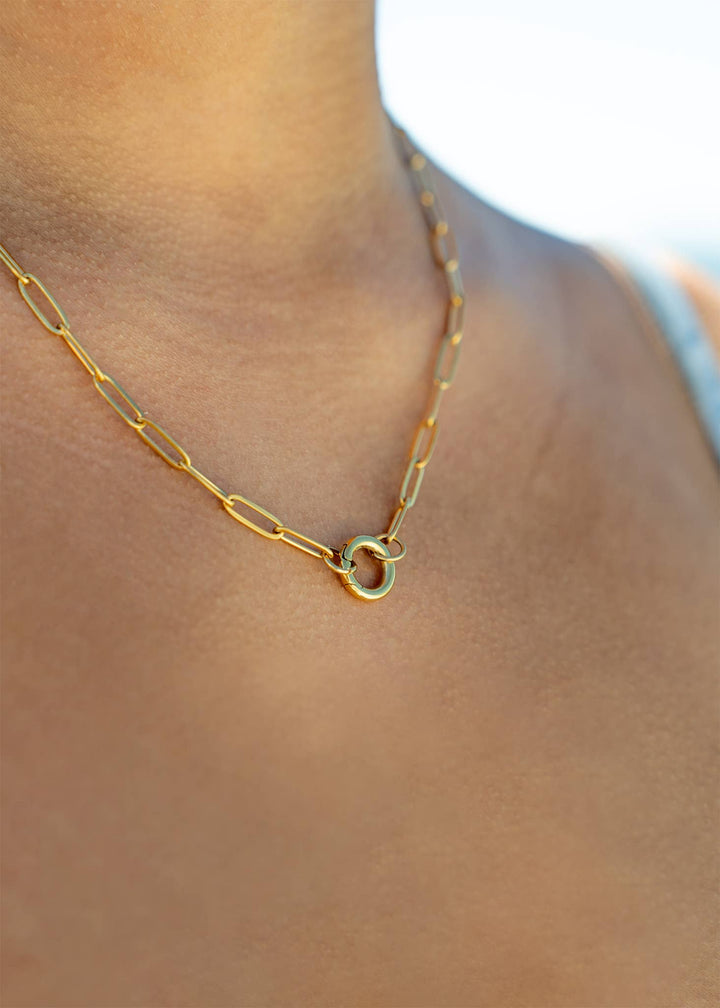 Stainless Steel Paperclip Carabiner Charm Holder Necklace