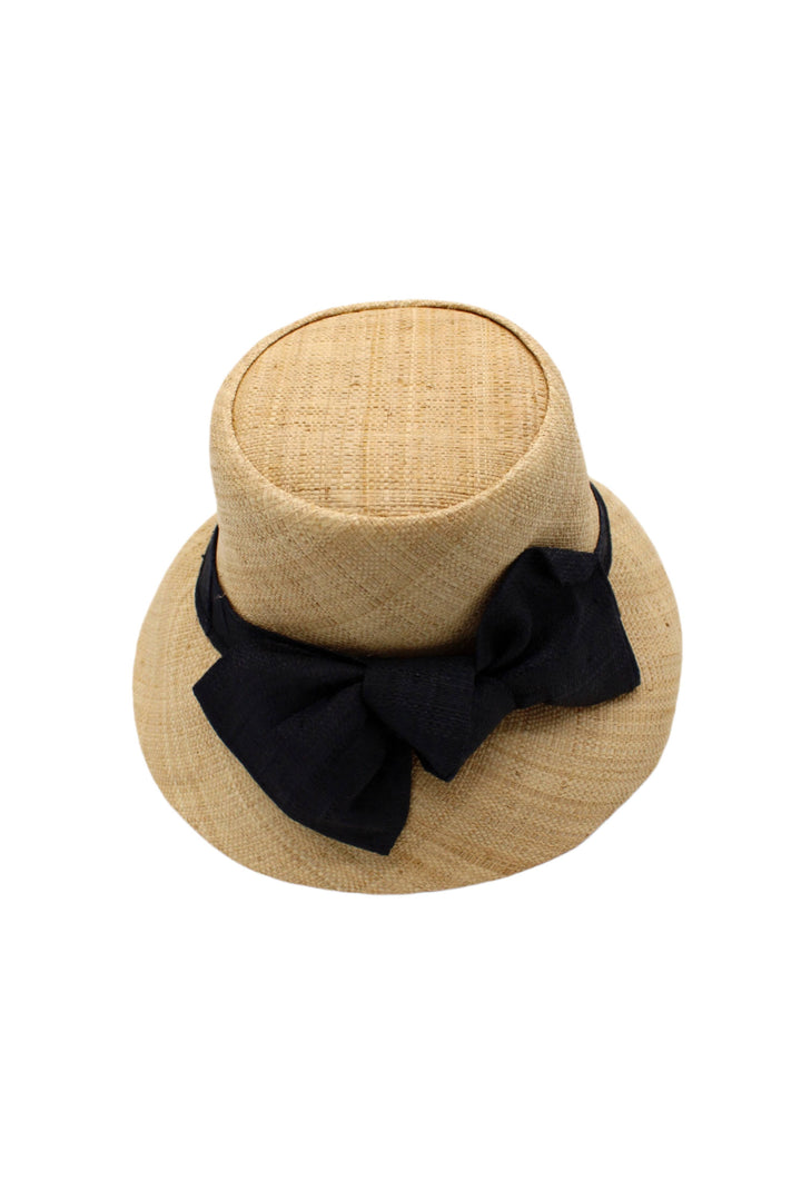 3" Brim Cara Bucket Straw Sun Hats with Big Bow