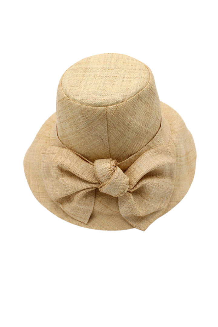 3" Brim Cara Bucket Straw Sun Hats with Big Bow