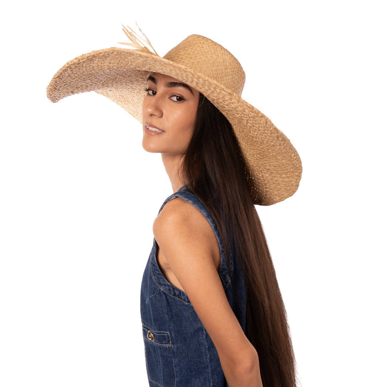 7" Brim Natasha Woven XL Straw Sun Hats