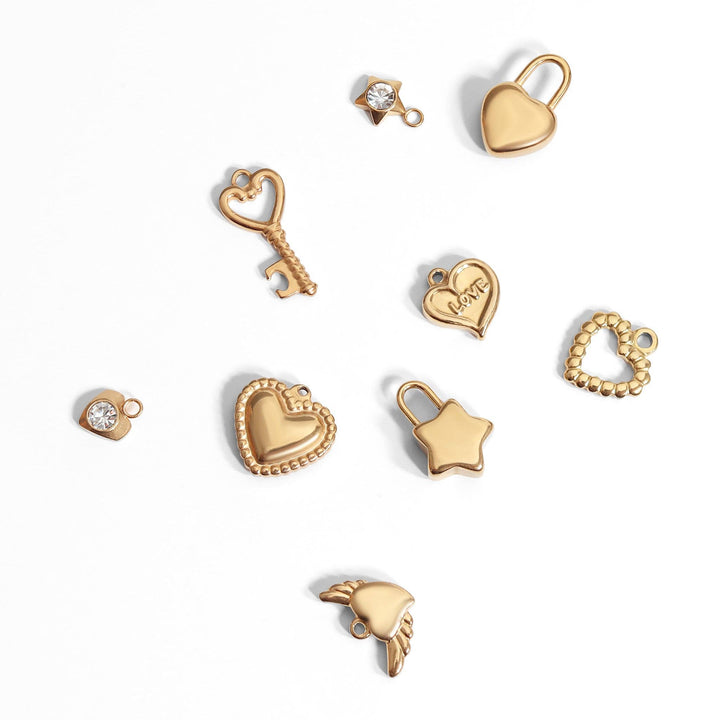 18K Gold PVD Stainless Steel Heart Padlock Charm