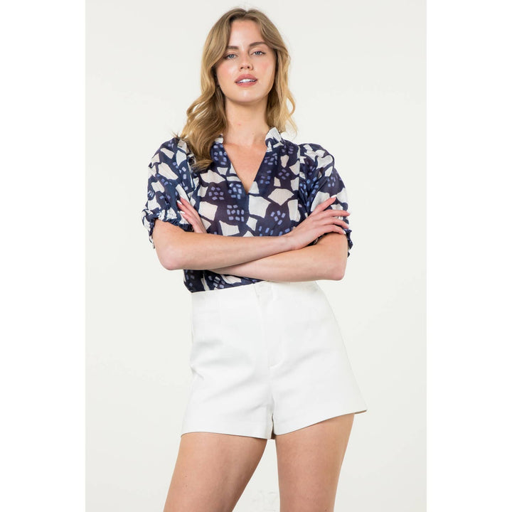 Puff Sleeve Print Top