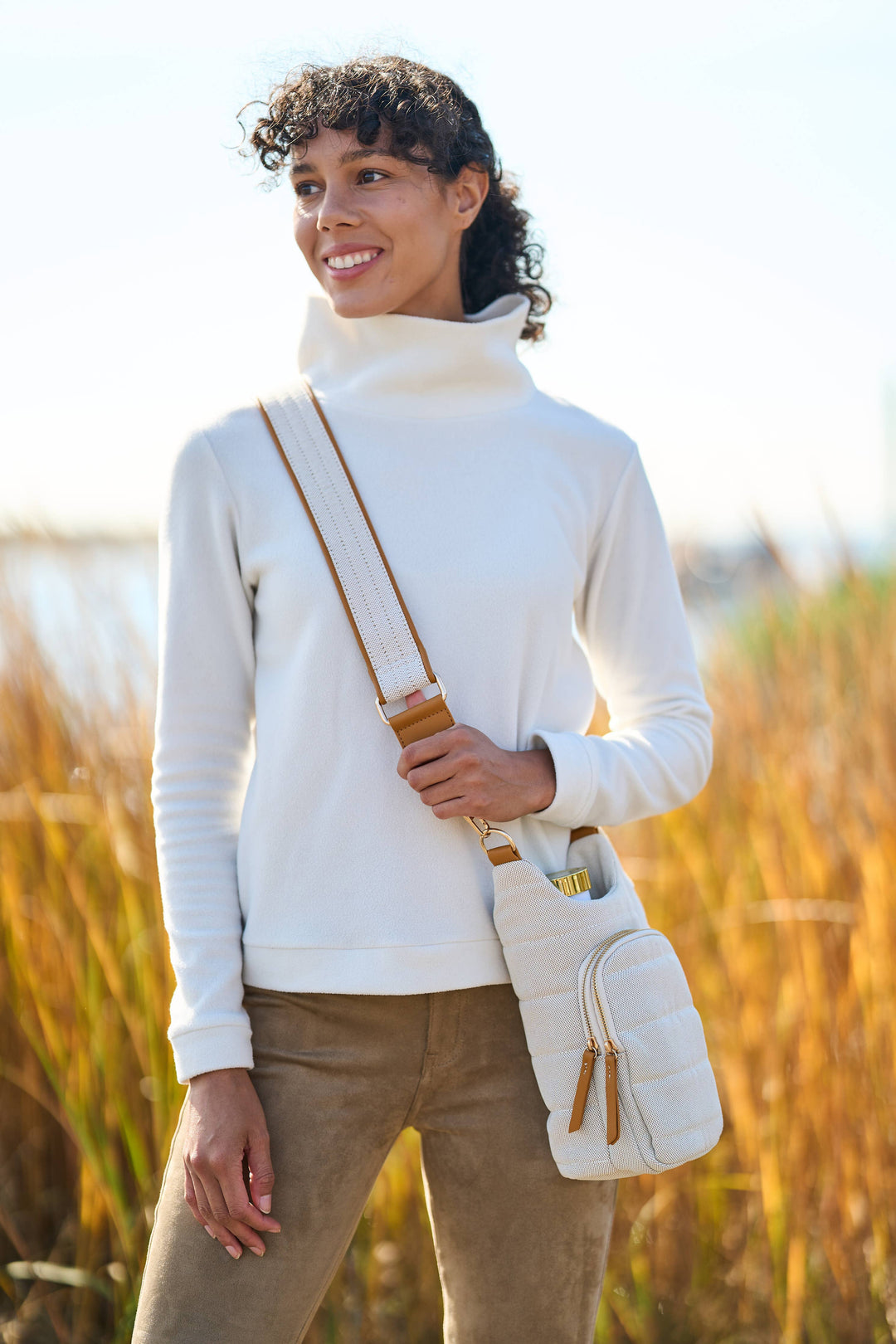 Oatmeal Canvas HydroBag® with Canvas and Vegan Leather Strap