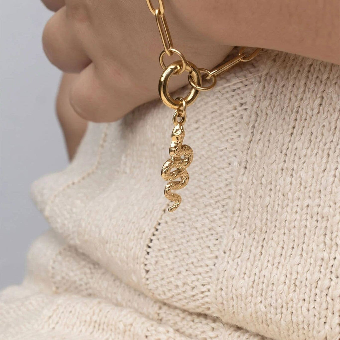 18K Gold PVD Stainless Steel Snake Charm
