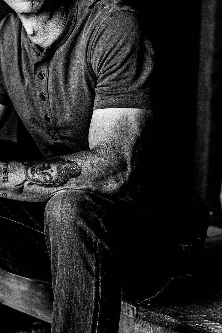 Men | Bolinas Henley | Heavyweight 8oz 100% Cotton - Basalt