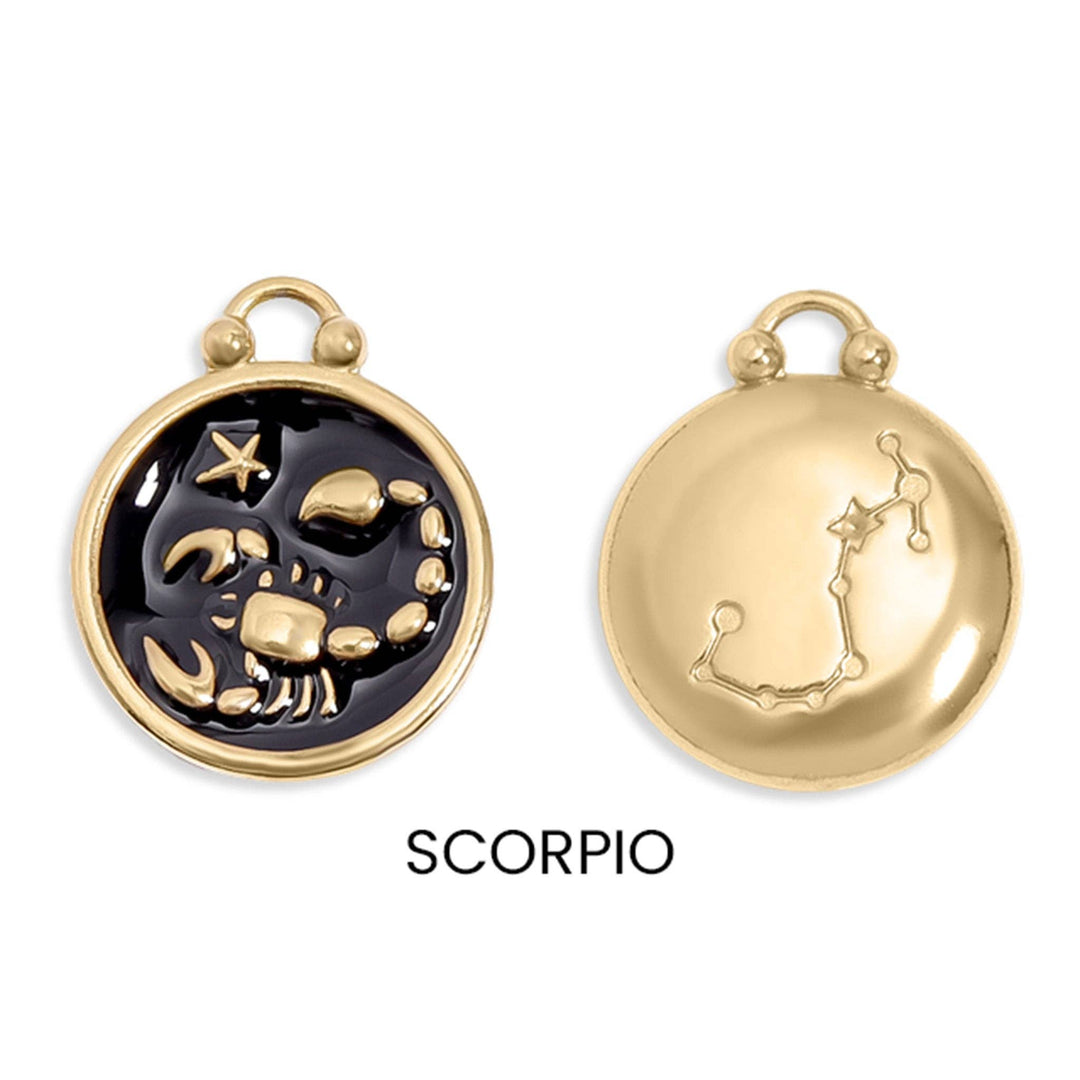 18K Gold PVD Stainless Steel Epoxy Filled Zodiac Pendants