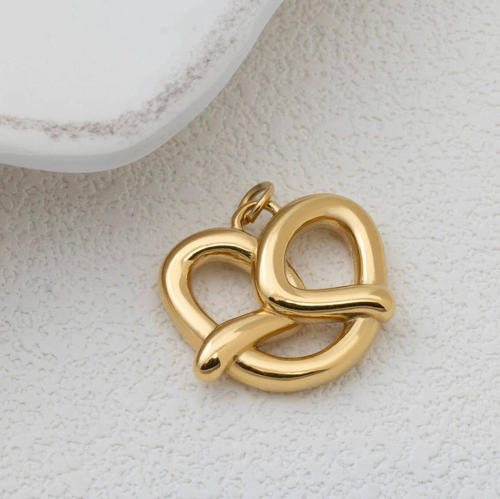 18K Gold PVD Stainless Steel Pretzel Charm