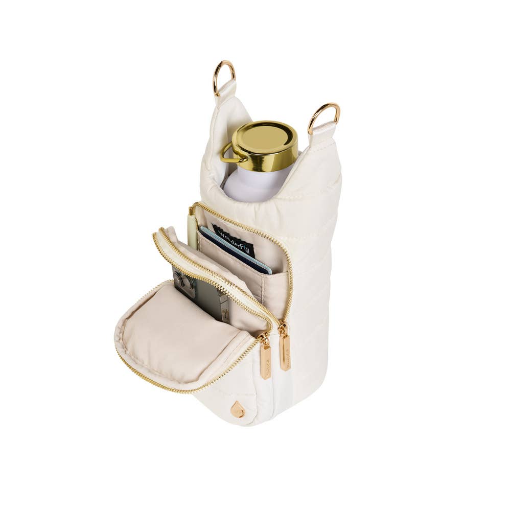White Ripstop HydroBag with Black and White Striped Strap