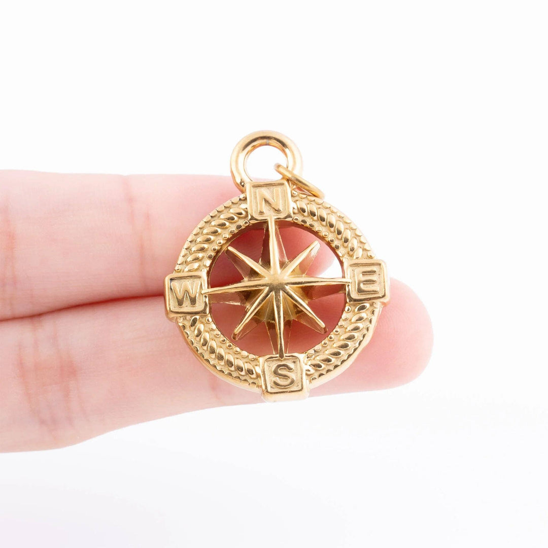 18K Gold PVD Stainless Steel Nautical Compass