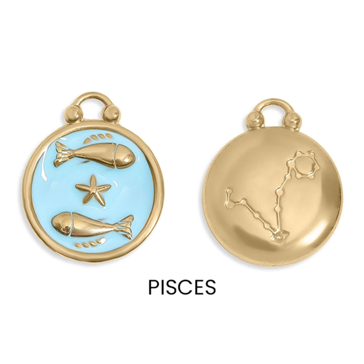 18K Gold PVD Stainless Steel Epoxy Filled Zodiac Pendants