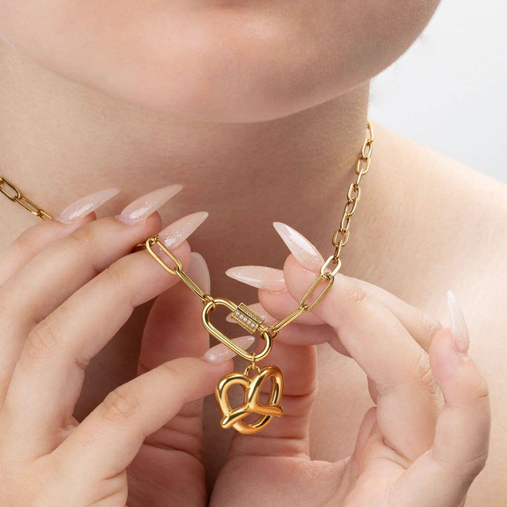 18K Gold PVD Stainless Steel Pretzel Charm