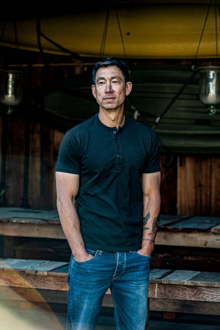 Men | Bolinas Henley | Heavyweight 8oz 100% Cotton - Basalt