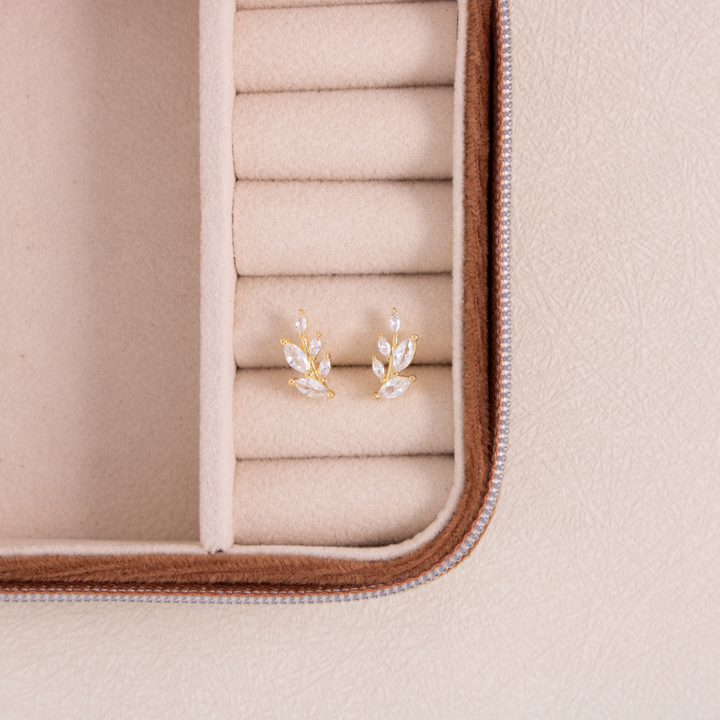 Leaf Studs On Velvet Gift Tag