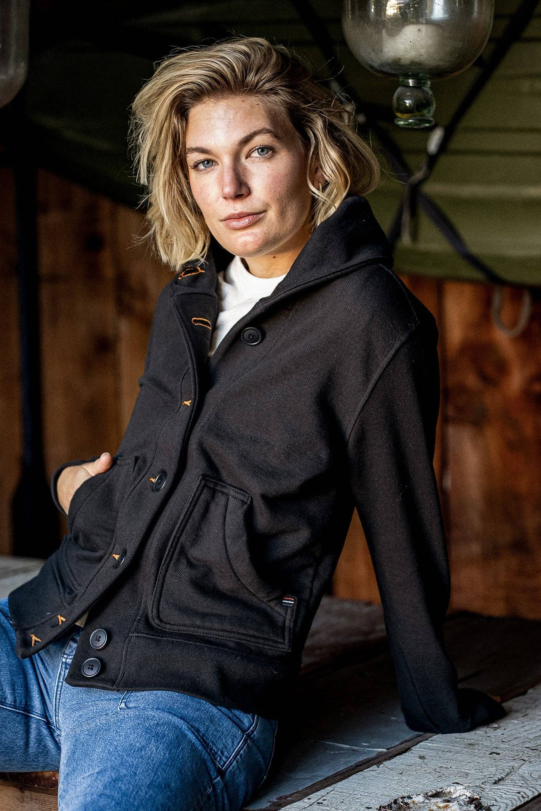 Women | Bodega Cardigan | 14oz 100% Cotton French Terry - Basalt