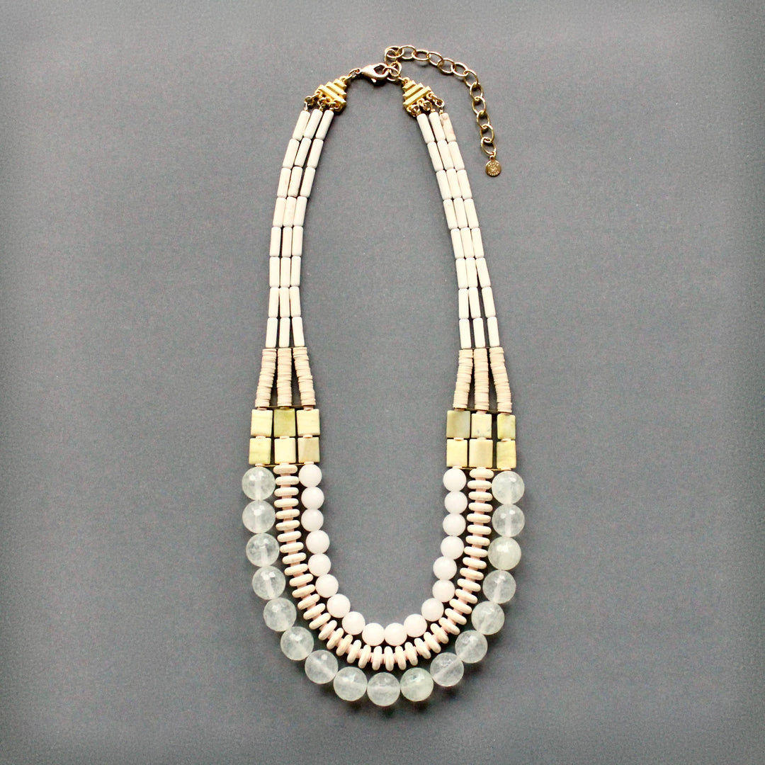 ISL121 Triple strand white stone necklace