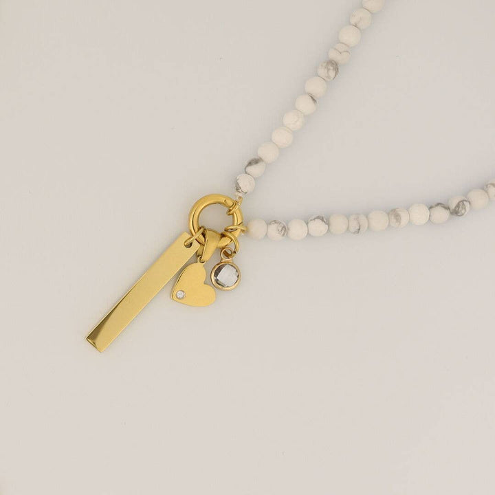 Semi Precious Natural Stone Charm Keeper Necklace