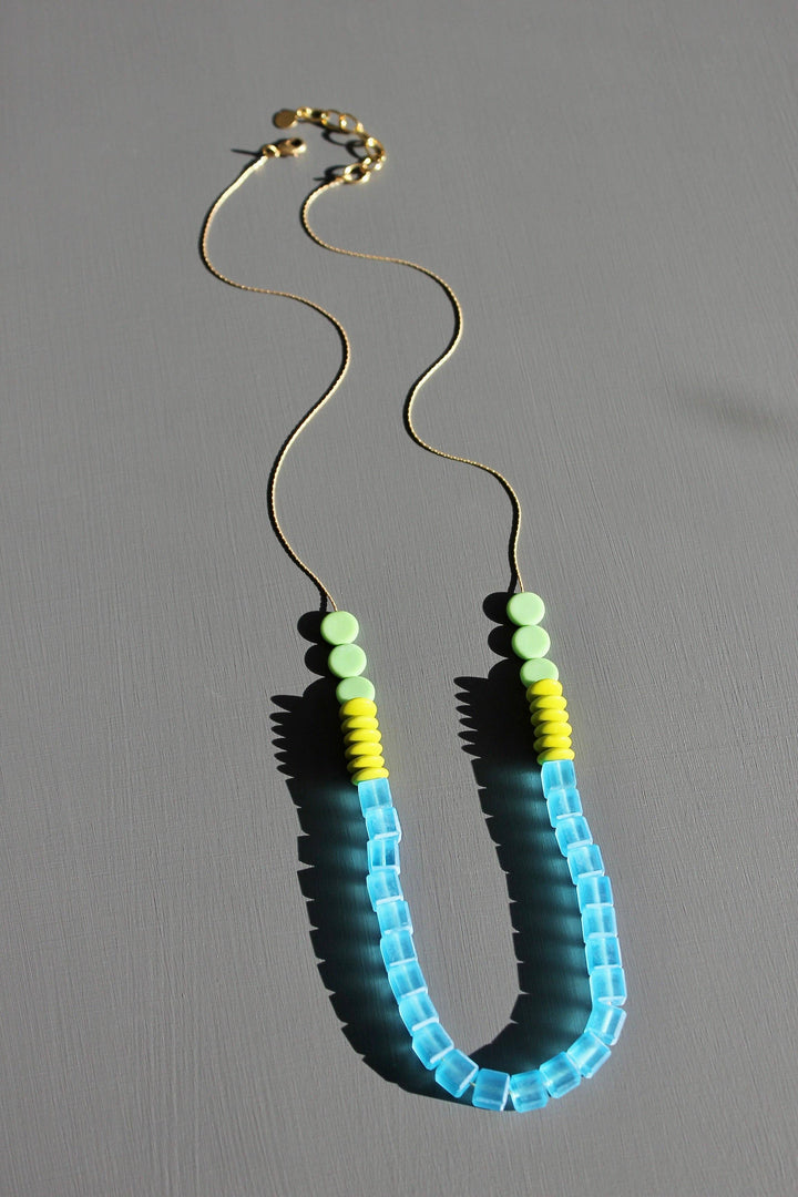 KYL228 glass geometric necklace