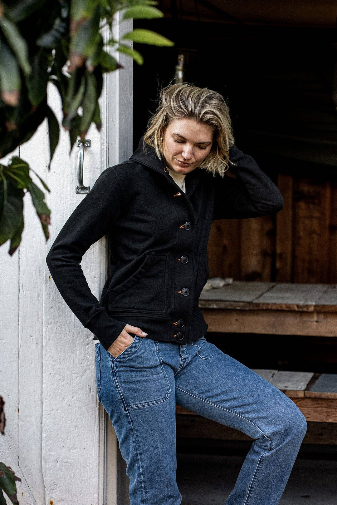 Women | Bodega Cardigan | 14oz 100% Cotton French Terry - Basalt