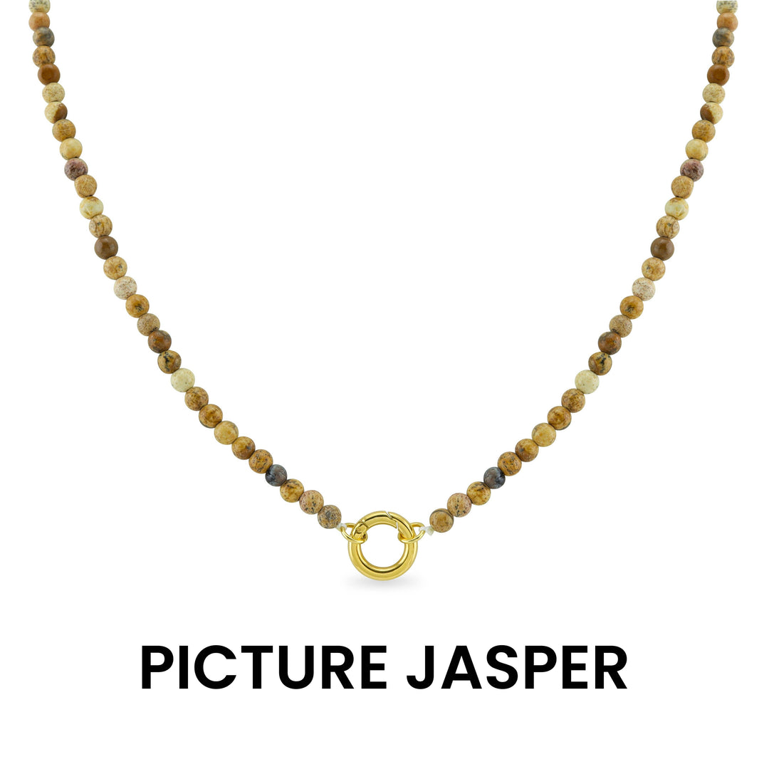 Semi Precious Natural Stone Charm Keeper Necklace