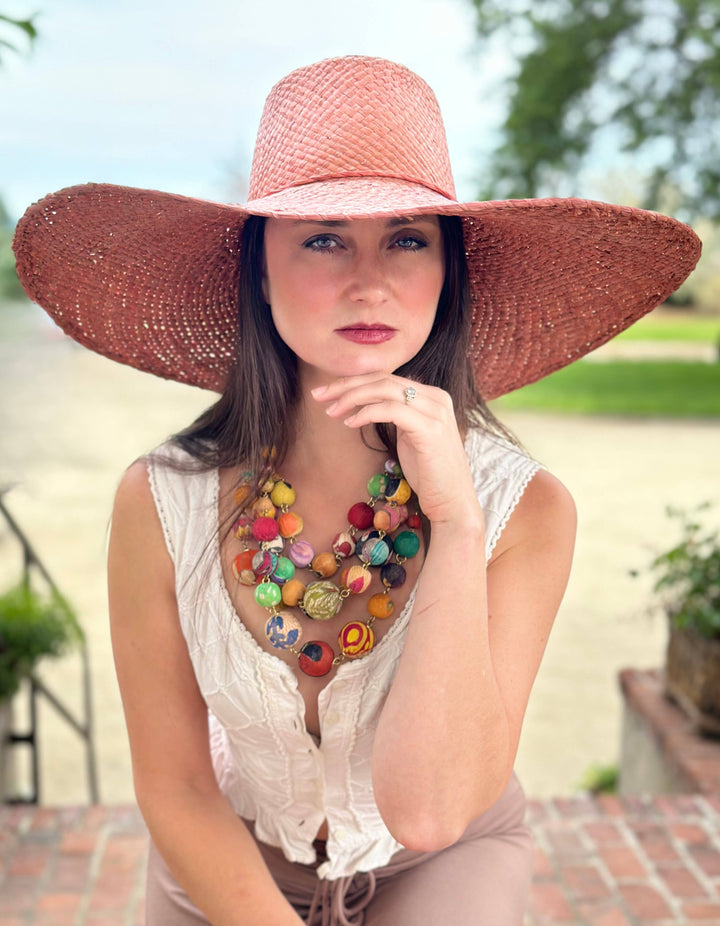 7" Brim Natasha Woven XL Straw Sun Hats