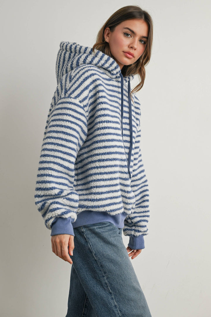 Brushed Striped Puffy Hoodie - BMT7801