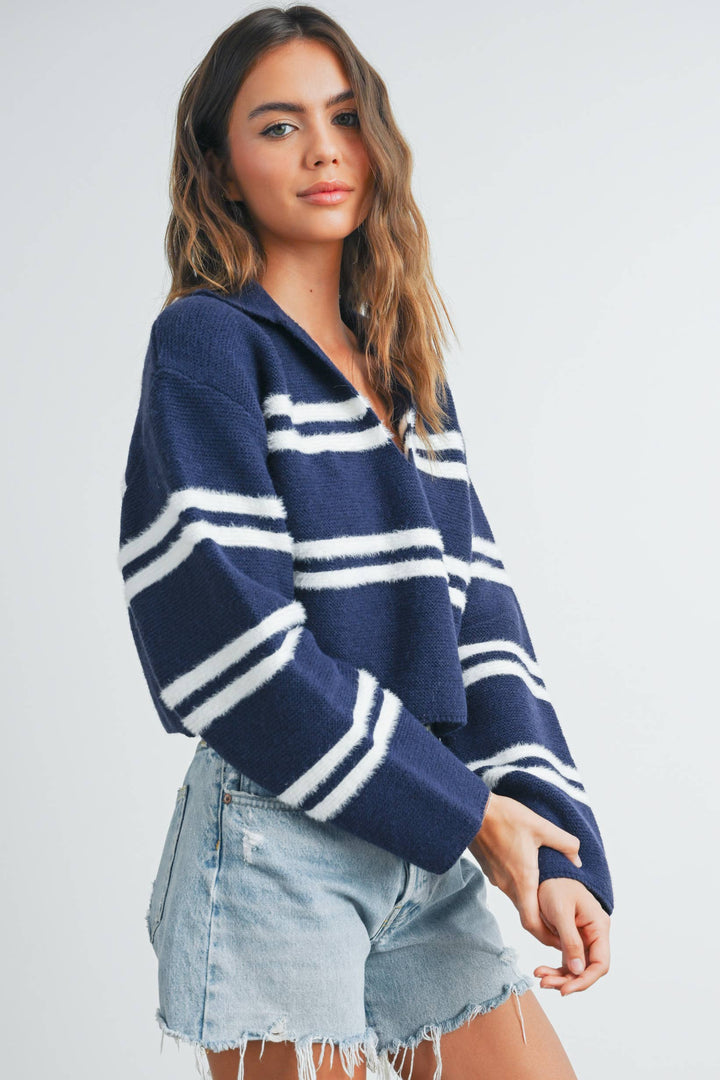 Crop Collar Sweater Top