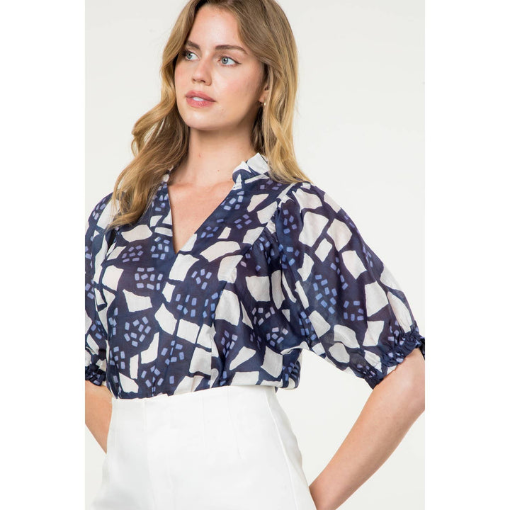 Puff Sleeve Print Top