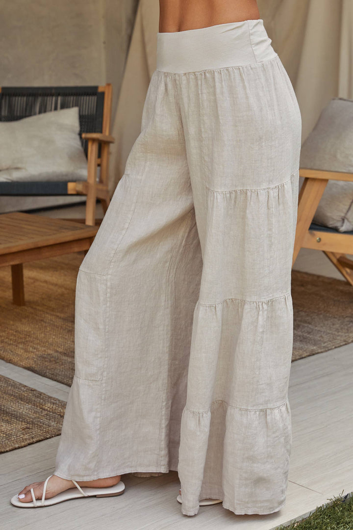LINEN TIERED PALAZZO PANT