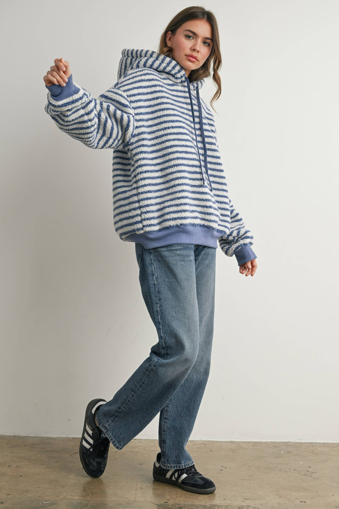 Brushed Striped Puffy Hoodie - BMT7801
