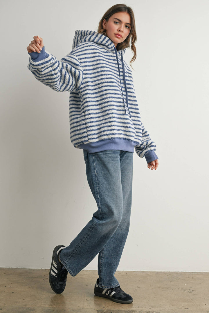 Brushed Striped Puffy Hoodie - BMT7801