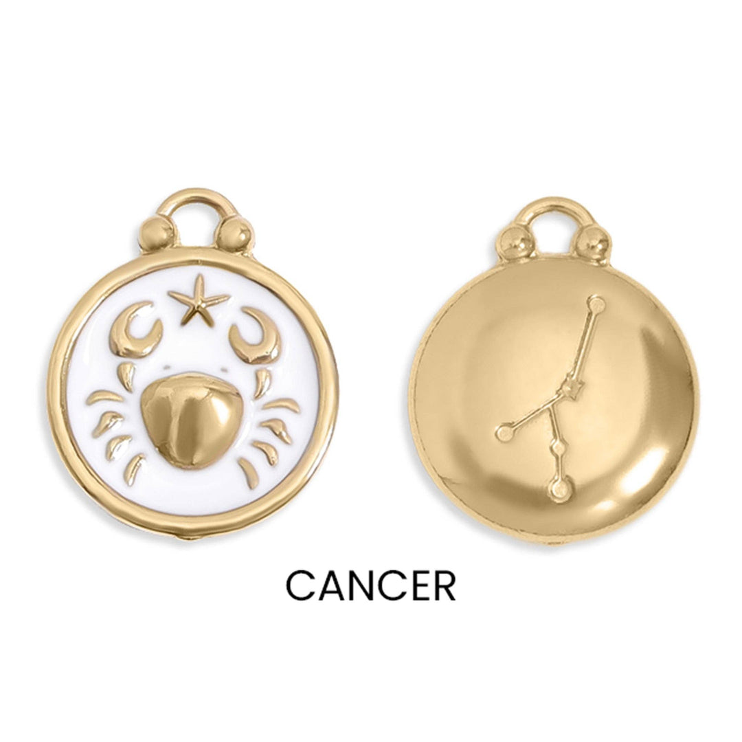 18K Gold PVD Stainless Steel Epoxy Filled Zodiac Pendants