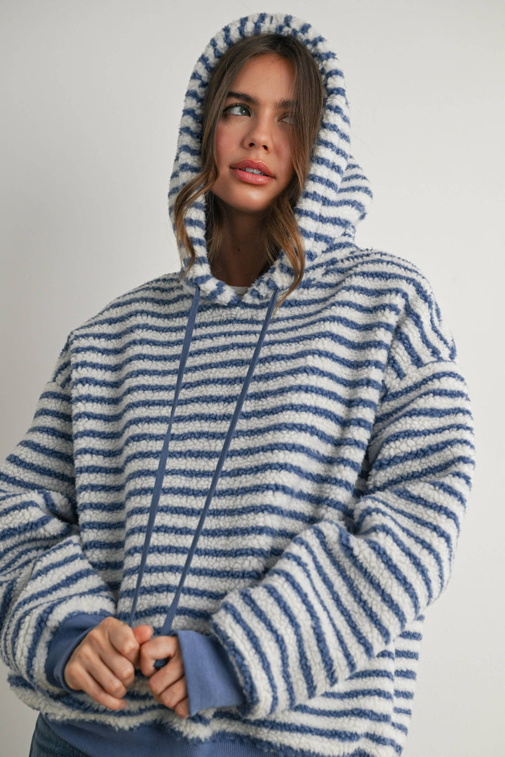 Brushed Striped Puffy Hoodie - BMT7801