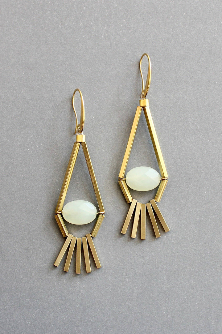 ISLE45 Green aventurine and brass geometric earrings