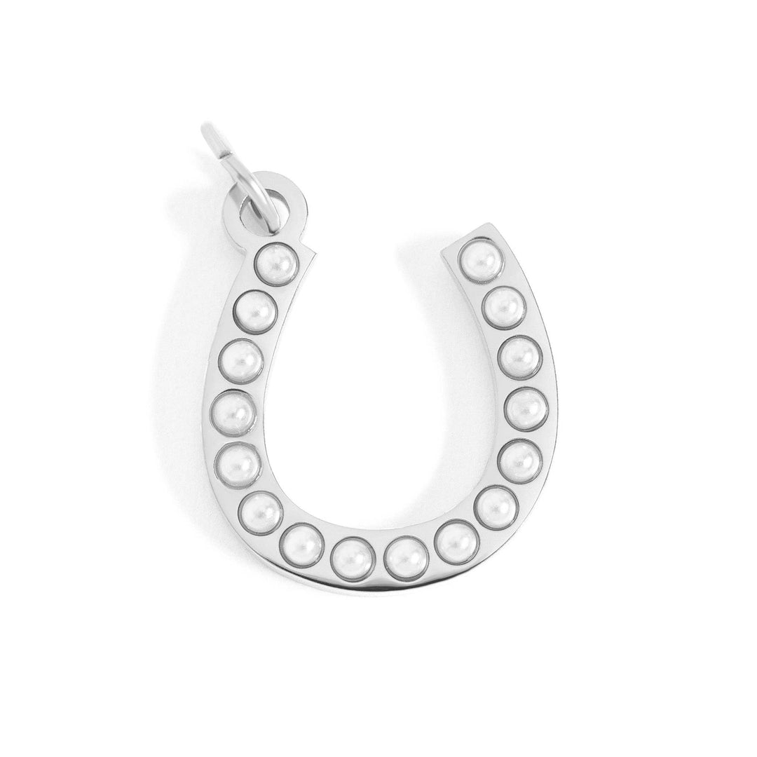 18K Gold PVD Stainless Steel Pearl Beaded Horseshoe Charm
