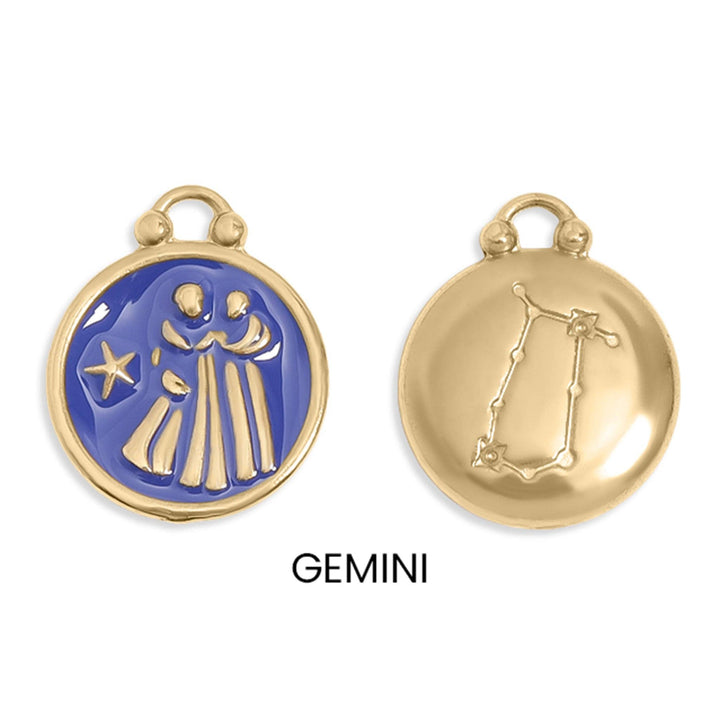 18K Gold PVD Stainless Steel Epoxy Filled Zodiac Pendants