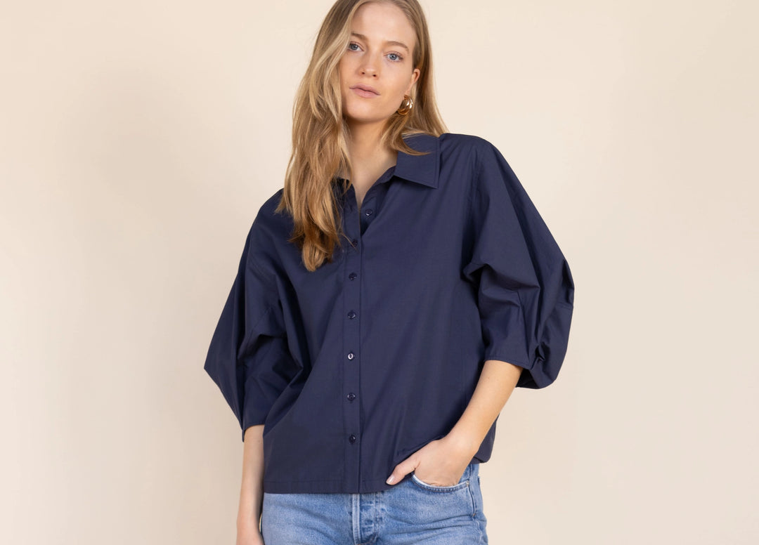 Poplin Bishop Sleeve Top