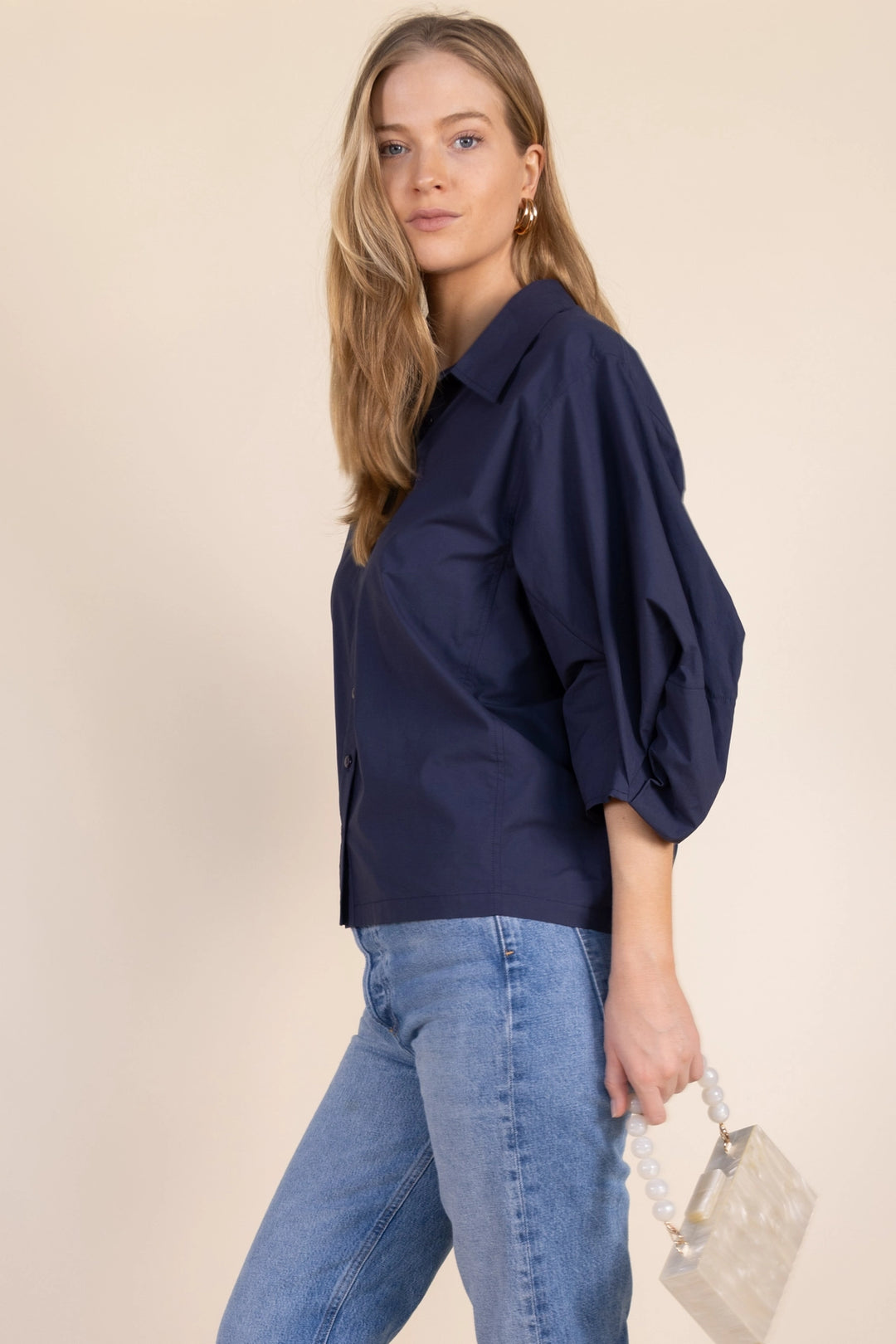 Poplin Bishop Sleeve Top